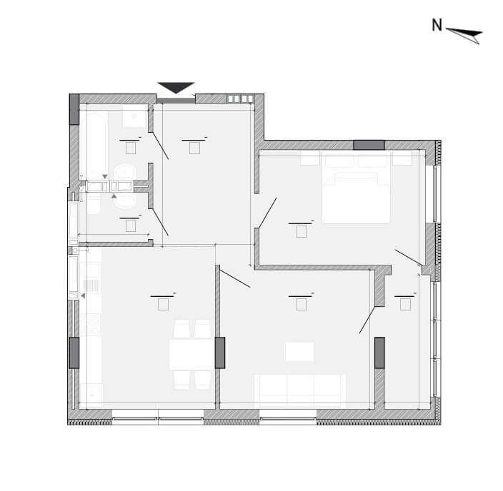 ЖК Шенген: планування 1-кімнатної квартири, №2.4, 24.01 м<sup>2</sup>